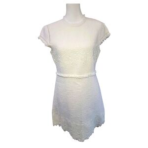 Zara Women Cream Large Tweed Mini Dress 146 Feminine